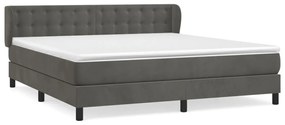 vidaXL Κρεβάτι Boxspring με Στρώμα Σκούρο Γκρι 180x200 εκ. Βελούδινο