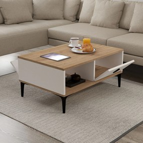 Τραπεζάκι Σαλονιού Sapphire Δρυς / Λευκό PAFAE 90x60x18