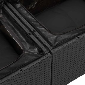 vidaXL Σετ Καναπέ Κήπου με αποθήκευση 6 pcs Μαύρο Πολυ ράταν