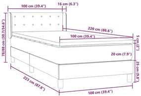 BOX SPRING ΚΡΕΒΑΤΙ ΜΕ ΣΤΡΩΜΑ ΑΝΟΙΧΤΟ ΓΚΡΙ 100X220 ΕΚ. ΒΕΛΟΥΔΙΝΟ 3318483