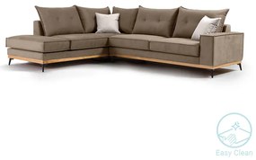 Γωνιακός καναπές δεξιά γωνία Luxury II pakoworld ύφασμα mocha-cream 290x235x95εκ