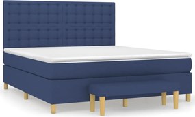 vidaXL Κρεβάτι Boxspring με Στρώμα Μπλε 180x200 εκ. Υφασμάτινο