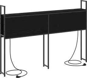 vidaXL Κεφαλάρι Αποθήκης με Σταθμό Φόρτισης με ράφι Μαύρη δρυς