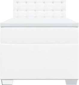 vidaXL Κρεβάτι Boxspring με Στρώμα Λευκό 100x200εκ.από Συνθετικό Δέρμα