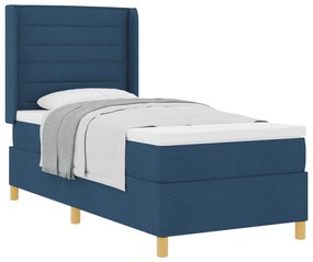 vidaXL κρεβάτι Box Spring με στρώμα  Μπλε 90x190 εκ υφάσματος