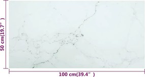 VidaXL Επιφάνεια Τραπεζιού Λευκή 100x50εκ 6χιλ Ψημ. Γυαλί Μαρμ. Σχέδιο