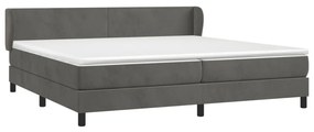 Κρεβάτι Boxspring με Στρώμα Σκούρο Γκρι 200x200 εκ. Βελούδινο - Γκρι