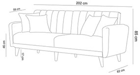Καναπές 3θέσιος κρεβάτι PWF-0178 με ύφασμα γκρι 202x80x85 εκ - Ύφασμα - 071-000451