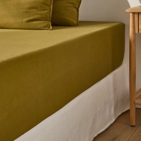 Σεντόνι με λάστιχο από προπλυμένο βαμβάκι λινό με γύρισμα 30 εκ., Marnie