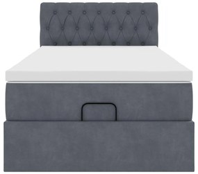 vidaXL Οθωμανικό κρεβάτι με στρώμα σκούρο γκρι 90x200cm Velvet