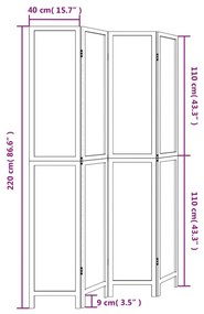 Διαχωριστικό Χώρου με 4 Πάνελ Σκ. Καφέ από Μασίφ Ξύλο Παυλώνιας - Καφέ