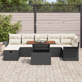 vidaXL Σετ Καναπέ Κήπου 8 pcs Μαύρο συνθετικό ρατάν