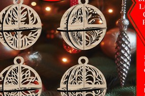 Intra απο ξύλο plywood 3mm-4mm πάχος Τρισδιάστατο Χριστουγεννιάτικων Μπάλων V9 Δίασταση 1x1 cm INTRAFABR-108472166