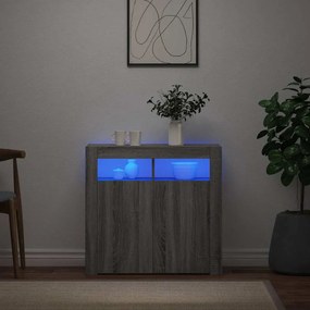 vidaXL Μπουφές με LED Γκρι Sonoma 80x35x75 εκ.