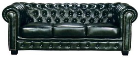 Chesterfield 689 Kαναπές Σαλονιού Καθιστικού 3Θέσιος / Δέρμα Antique Green . Διάσταση: 201x92x72cm