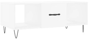 Τραπεζάκι Σαλονιού Λευκό 102x50x40 εκ. από Επεξεργασμένο Ξύλο - Λευκό