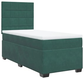 ΚΡΕΒΑΤΙ BOXSPRING ΜΕ ΣΤΡΩΜΑ ΣΚΟΥΡΟ ΠΡΑΣΙΝΟ 90X190 ΕΚ. ΒΕΛΟΥΔΙΝΟ 3293089