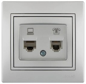 Lezard Πρίζα RJ11+RJ45 Cat 6 Ασημί Mira (Πλήρης) 701.1010144