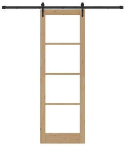 vidaXL Συρόμενη Πόρτα Χειροκίνητος Καφέ 78 x 232 cm Ξύλο και μέταλλο