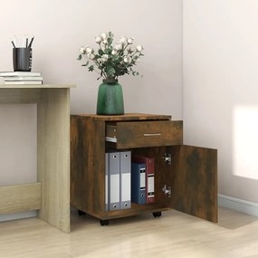vidaXL Ντουλάπι Με Ροδάκια Καπνιστή Δρυς 45x38x54 εκ. Επεξεργ. Ξύλο