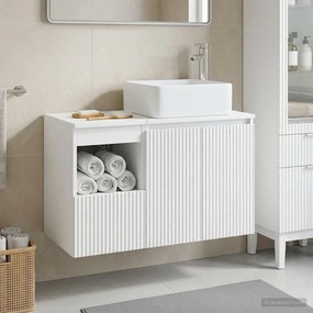 vidaXL Σετ Επίπλων Μπάνιου 2 τμχ. Λευκό Επεξεργασμένο Ξύλο