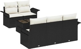 vidaXL Σετ Καναπέ με μαξιλάρι 6 pcs Μαύρο συνθετικό ρατάν