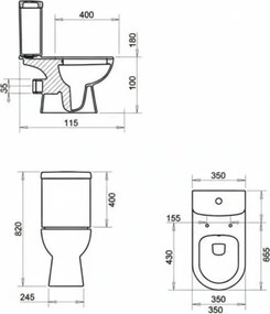 Tema Point 3100B - Λεκάνη με Καζανάκι &amp; Μπιντέ 66cm