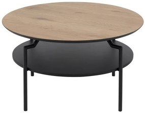 Τραπεζάκι σαλονιού Oakland 297, Άγρια δρυς, Μαύρο, 45cm, Ινοσανίδες μέσης πυκνότητας, Στρόγγυλος