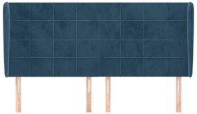 vidaXL Κεφαλάρι με Πτερύγια Σκούρο Μπλε 183x23x118/128 εκ. Βελούδινο