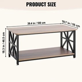 VEVOR 40&quot; Farmhouse Coffee Table Rectangle Table with Open Storage Compartment