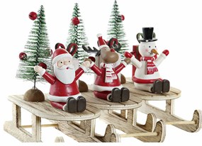 Χριστουγεννιάτικο Στολίδι DKD Home Decor Ξύλο Άη Βασίλης (14 x 6 x 13 cm) (3 pcs)