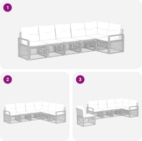 vidaXL Σετ Καναπέ Κήπου 6 pcs Μαύρο συνθετικό ρατάν