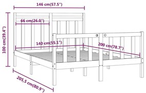 Πλαίσιο Κρεβατιού 140 x 200 εκ. από Μασίφ Ξύλο Πεύκου - Καφέ