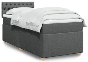 vidaXL Κρεβάτι Boxspring με Στρώμα Σκούρο Γκρι 90x190 εκ. Υφασμάτινο