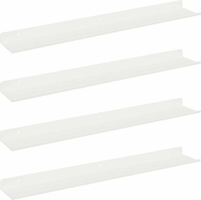 vidaXL Πλωτό ράφι Επιτοίχιο 4 pcs Λευκός 60 x 9 x 2,5 εκ Ατσάλι