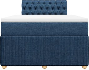 vidaXL Κρεβάτι Boxspring με Στρώμα Μπλε 120x190 εκ. Υφασμάτινο