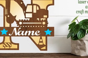 Intra απο ξύλο plywood Χρώμα wenge 3mm-4mm πάχος - Digger Capital Monogram Letter N Δίασταση 30x20 cm INTRAFABR-103413717