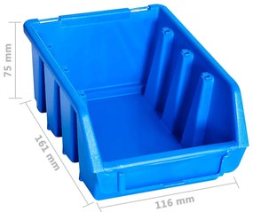 vidaXL Σκαφάκια Αποθήκευσης Σετ 96 τεμ. Μπλε με Πάνελ Τοίχου