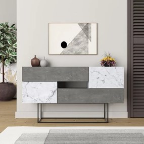 Μπουφές Roberta pakoworld γκρι antique-λευκό μαρμάρου 145x40x82εκ (1 τεμάχια)