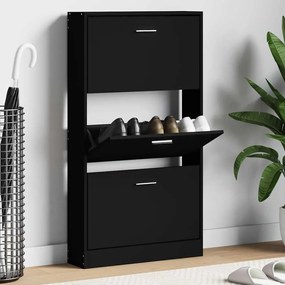 vidaXL Παπουτσοθήκη Μαύρη 59x17x108 εκ. από Επεξεργασμένο Ξύλο