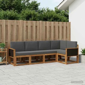 vidaXL Σειρά Καναπέ Εξωτερικού 5 pcs Φυσικό και Ανθρακί Πολυεστέρας