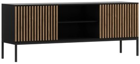 Τραπέζι Tv Elyria 161, Μαύρο ματ, Artisan βελανιδιά, 150x60x40cm, 28 kg | Epipla1.gr