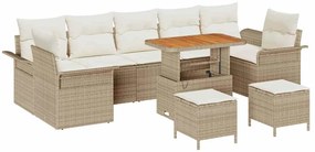 vidaXL Σετ Καναπέ Κήπου με μαξιλάρι 10 pcs Μπεζ, Κρέμα 90 x 55 x 71 cm