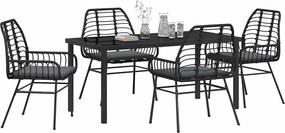 vidaXL Σέτ φαγητού για κήπο 5 pcs Μαύρο συνθετικό ρατάν