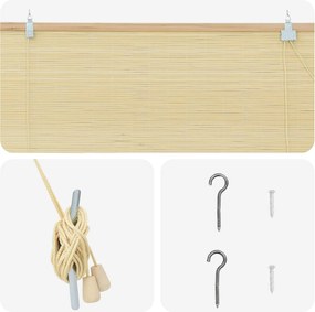 vidaXL Ρόλερ (στόρι) Φυσικό 40 x 220 cm Μπαμπού