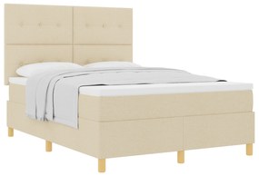vidaXL Κρεβάτι με Στρώμα Κρεμ 140x200 εκ. Ύφασμα