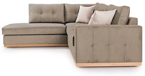 Γωνιακός καναπές δεξιά γωνία Boston pakoworld ύφασμα mocha-cream 280x225x90εκ - Ύφασμα - 168-000024