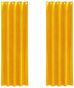 vidaXL Κουρτίνες 2 pcs κίτρινο μουσταρδί 140 x 245 cm Βελούδο