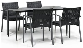 vidaXL Σετ Τραπεζαρίας Κήπου 5 τεμ. Συνθ. Ρατάν / Ατσάλι με Μαξιλάρια