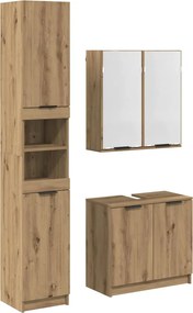 vidaXL Σετ Ντουλαπιών Μπάνιου 3 τεμ. Artisan Oak Επεξεργασμένο Ξύλο